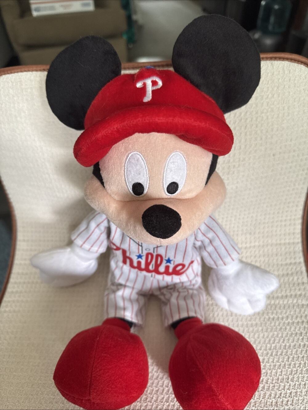 Philadelphia Phillies Uniform Mickey Mouse Plush Doll Disney 17”